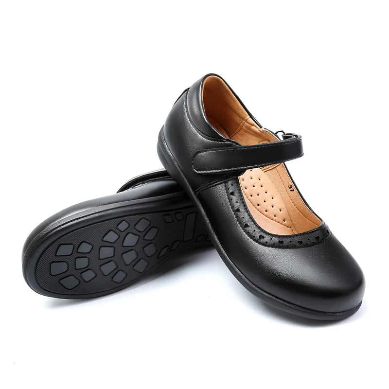 Girls’ Black Flat Mary Jane School Shoes – Comfortable Soft-Bottom Princess Shoes for Daily Wear
