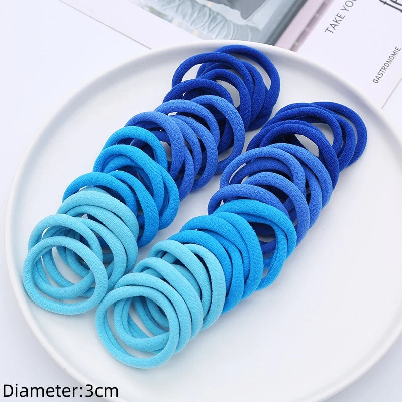 Black Elastic Hair Tie Set - 50pc No-Damage Hair Bands for Women