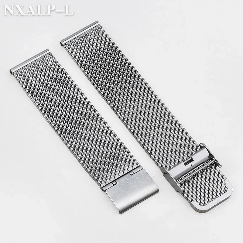 Milanese Mesh Loop Stainless Steel Watch Band — 18/20/22mm Magnetic Quick-Release Strap — view 6 of watch straps