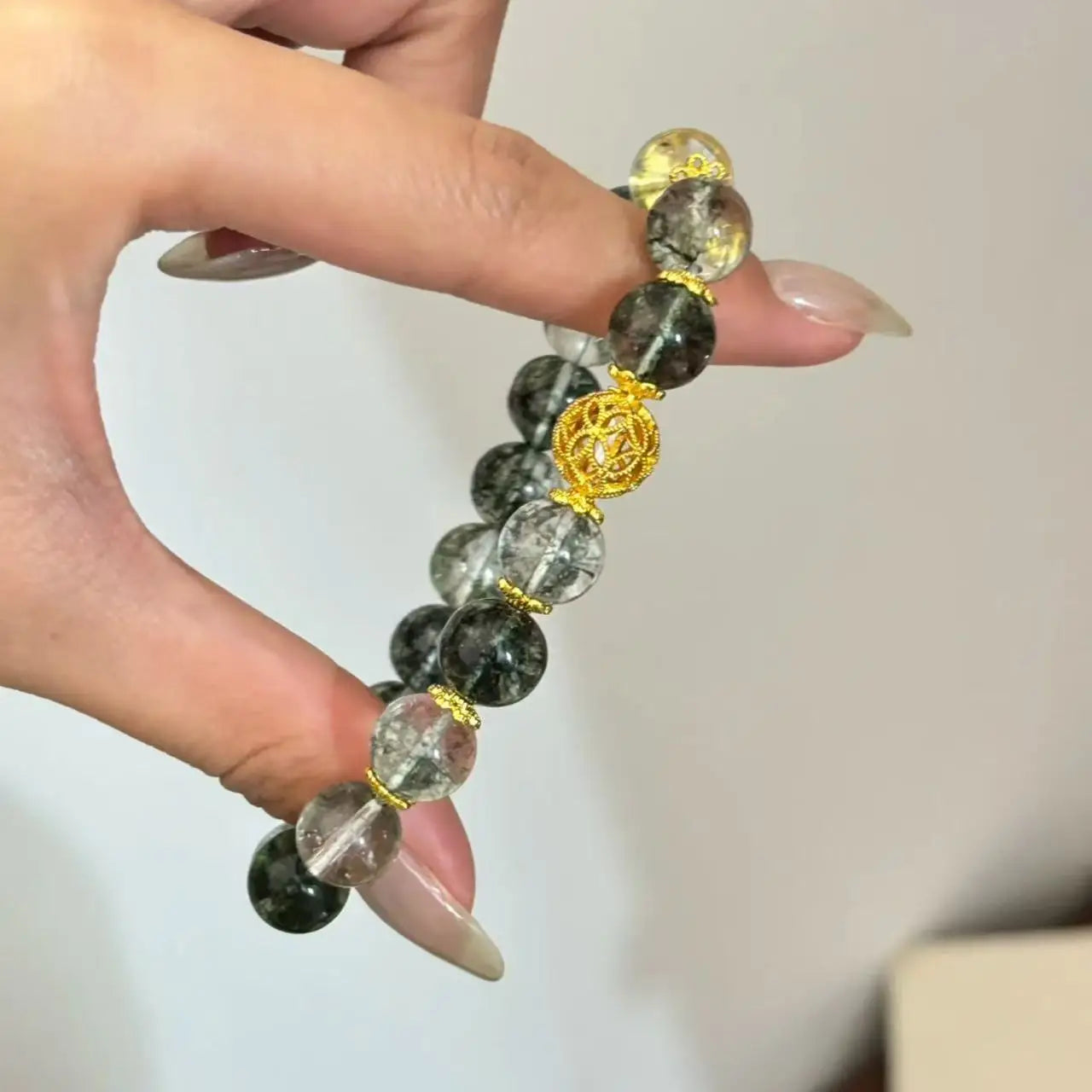 Crystal & Gemstone Green Ghost Quartz Bracelet — Hydrangea Natural Stone Women's Jewelry — view 3 of crystal & gemstone