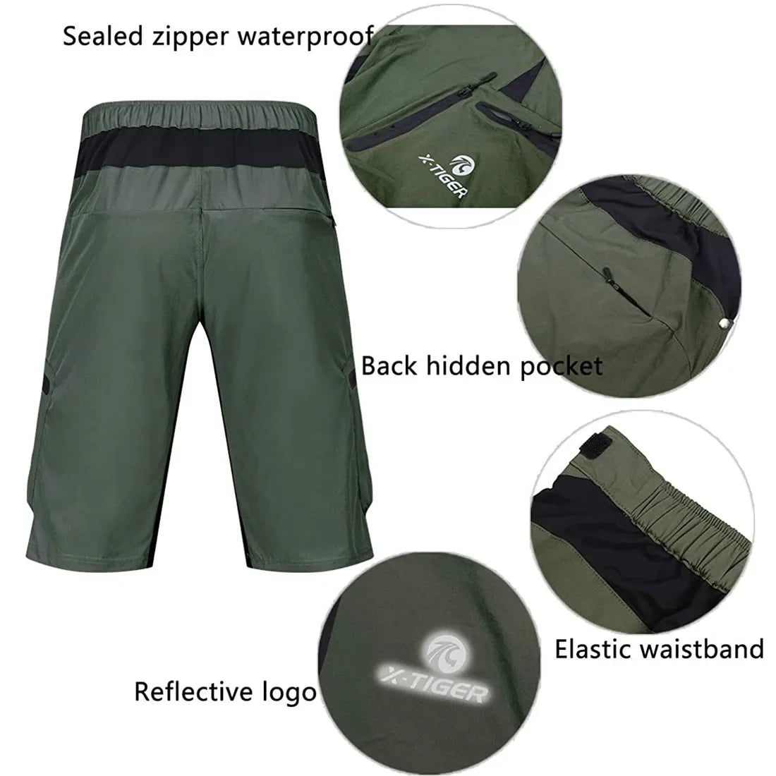 X-Tiger Men&rsquo;s Cycling Shorts &mdash; 5D Gel Pad MTB Downhill Loose Outdoor Bike Shorts — view 4 of shorts