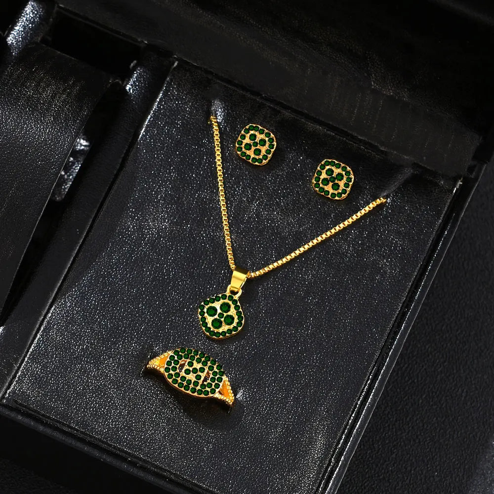 Luxury Cube Crystal Jewelry Set Women's Elegant Necklace Earrings Bracelet Statement Set — view 13 of jewelry sets