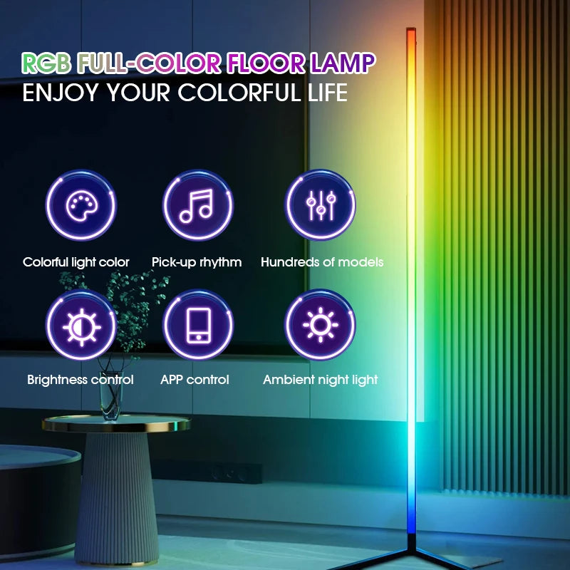 RGB LED Corner Floor Lamp — Smart Modern Music-Sync Lamp with 16 Million DIY Colors — view 2 of led &amp; smart lighting