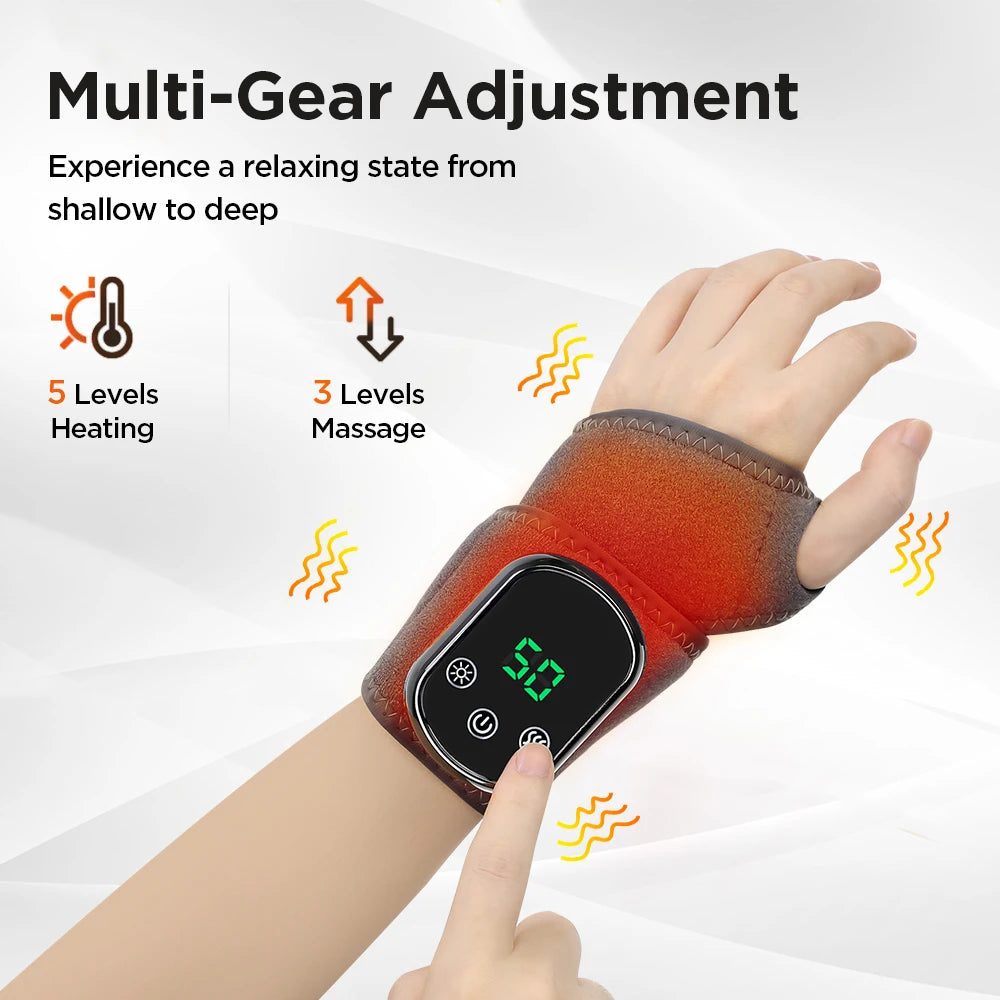 Electric Heating Wrist Guard — Vibration Massage for Carpal Tunnel Relief — view 5 of braces & support