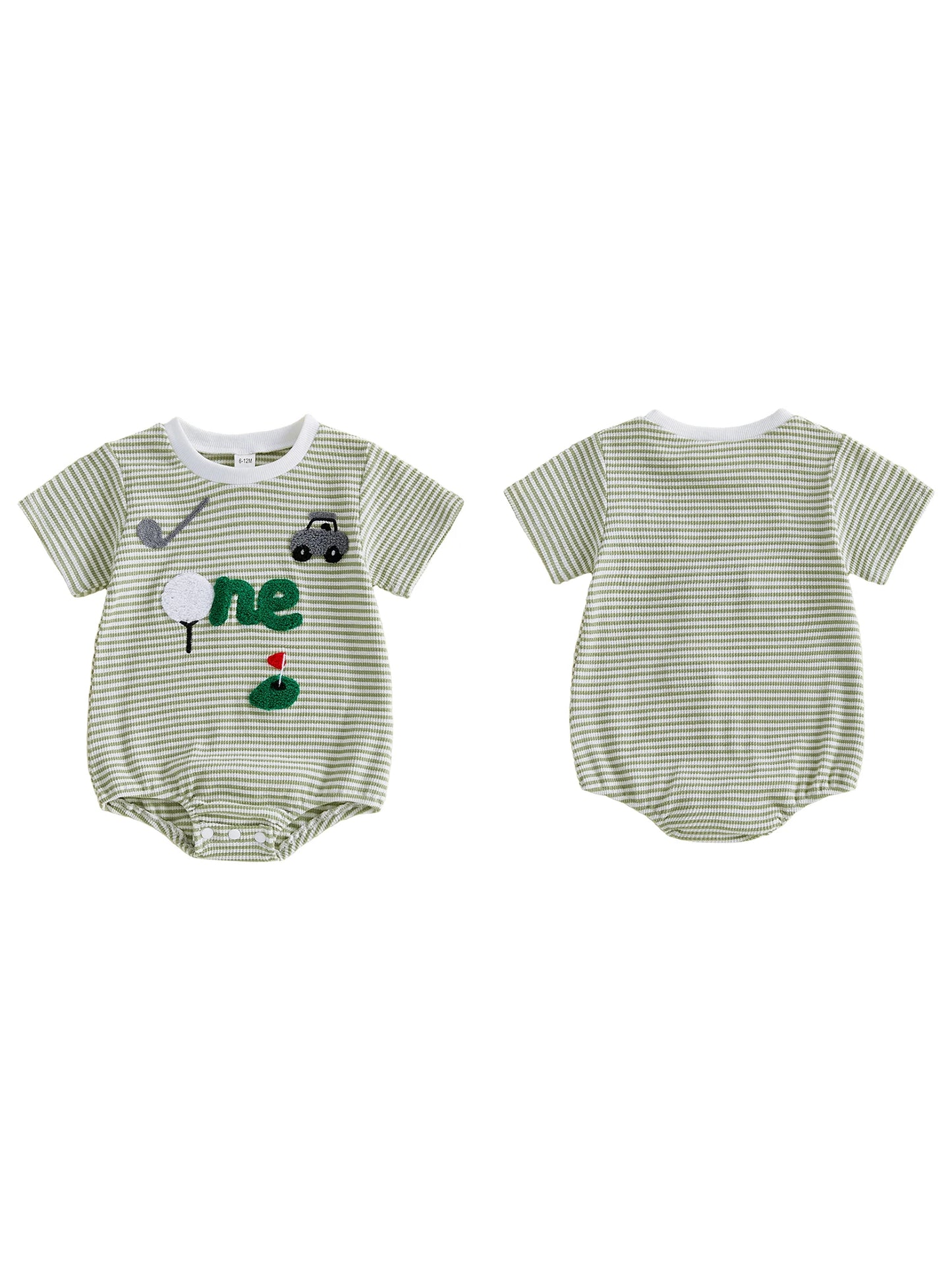 Baby Boy Golf Embroidery Striped Romper - Preppy Short-Sleeve Outfit — view 4 of baby rompers