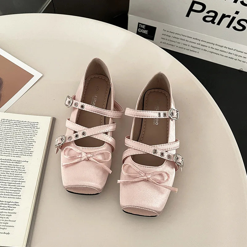 Flats & Ballet — Square-Head Mary Jane Ballet Flats, Summer Slip-On Casual Shoes — view 7 of flats & ballet