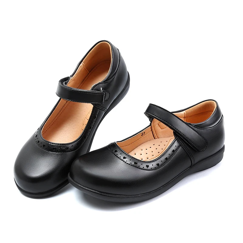 Girls’ Black Flat Mary Jane School Shoes – Comfortable Soft-Bottom Princess Shoes for Daily Wear