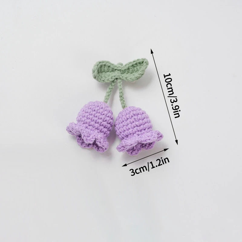 Home Decor Crochet Flower Pendant — Hand-Knitted Car Interior Hanging Decor & Bag Accessory