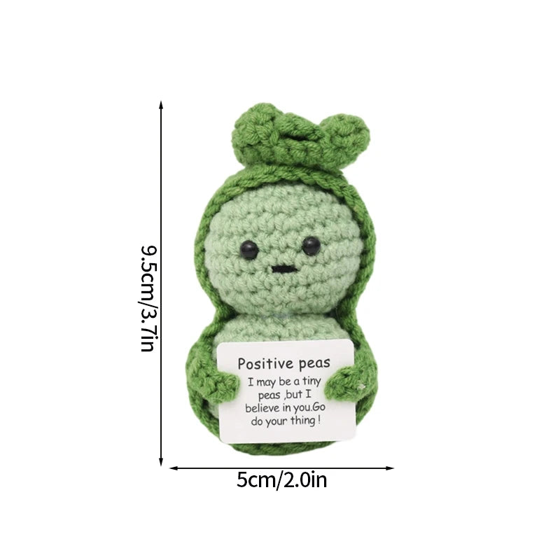 Home Decor Hand-Woven Crochet Ornament — Funny Vegetable Animal Doll with Hugging Card, Positive Energy Desk Accent & Gift