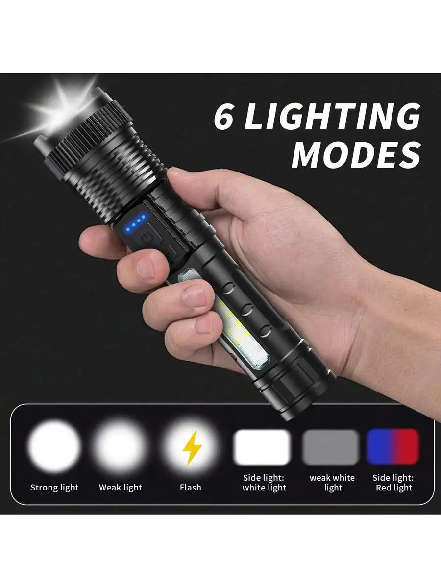 High-Lumens Rechargeable Tactical Flashlight 2-Pack — Zoom + COB Lantern — view 3 of outdoor sports