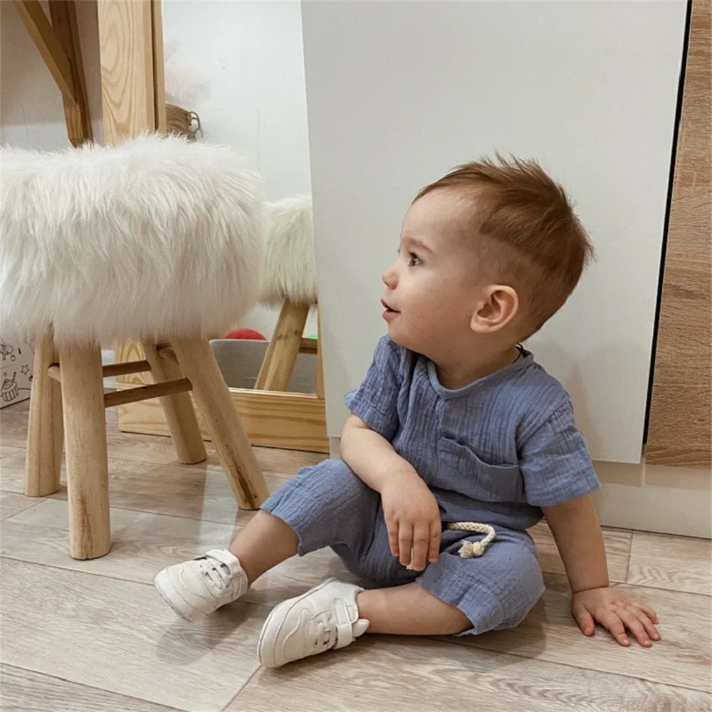Baby Cotton Outfit Set - 2-Piece Newborn Romper & T-Shirt with Shorts — view 2 of baby outfits