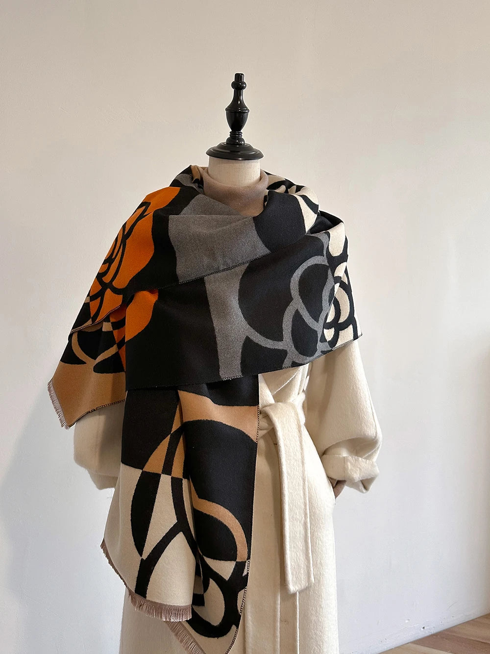 Pashmina Scarf Quiet-Luxury Everyday Wrap — Soft Cashmere-Feel Thick Warm Winter Blanket Shawl — view 5 of scarves & wraps