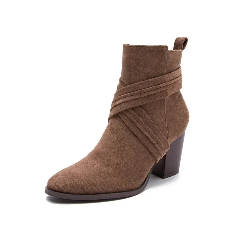 Pointed-Toe High-Heel Ankle Boots — Zipper Pump Booties for Autumn — view 7 of boots