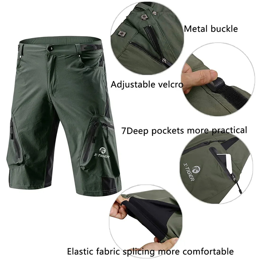 X-Tiger Men&rsquo;s Cycling Shorts &mdash; 5D Gel Pad MTB Downhill Loose Outdoor Bike Shorts — view 3 of shorts