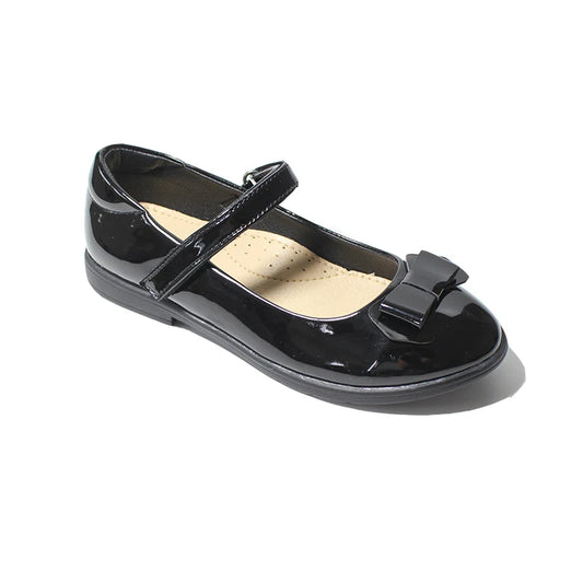 Size 25-38 Girls Black Flats Shoes Kids Slip On Faux Leather Formal Bow-tie Pumps Shoes Girls Rip Tape Mary Jane School Shoes