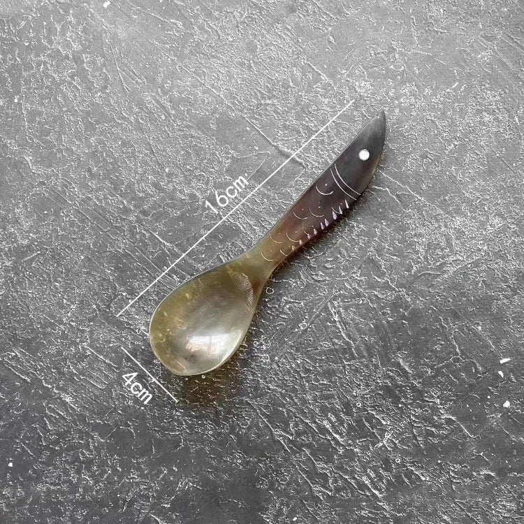 Water Buffalo Horn Spoon &mdash; Exquisite Long-Handled Dessert &amp; Western Cuisine Spoon (14-21cm) — view 9 of dining & tableware