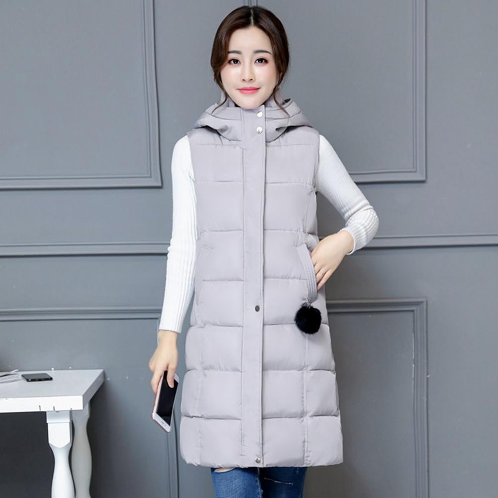 Women Vest Padded Cotton Down Autumn Winter Elegant Thick Warm Long Vest for Daily Wear