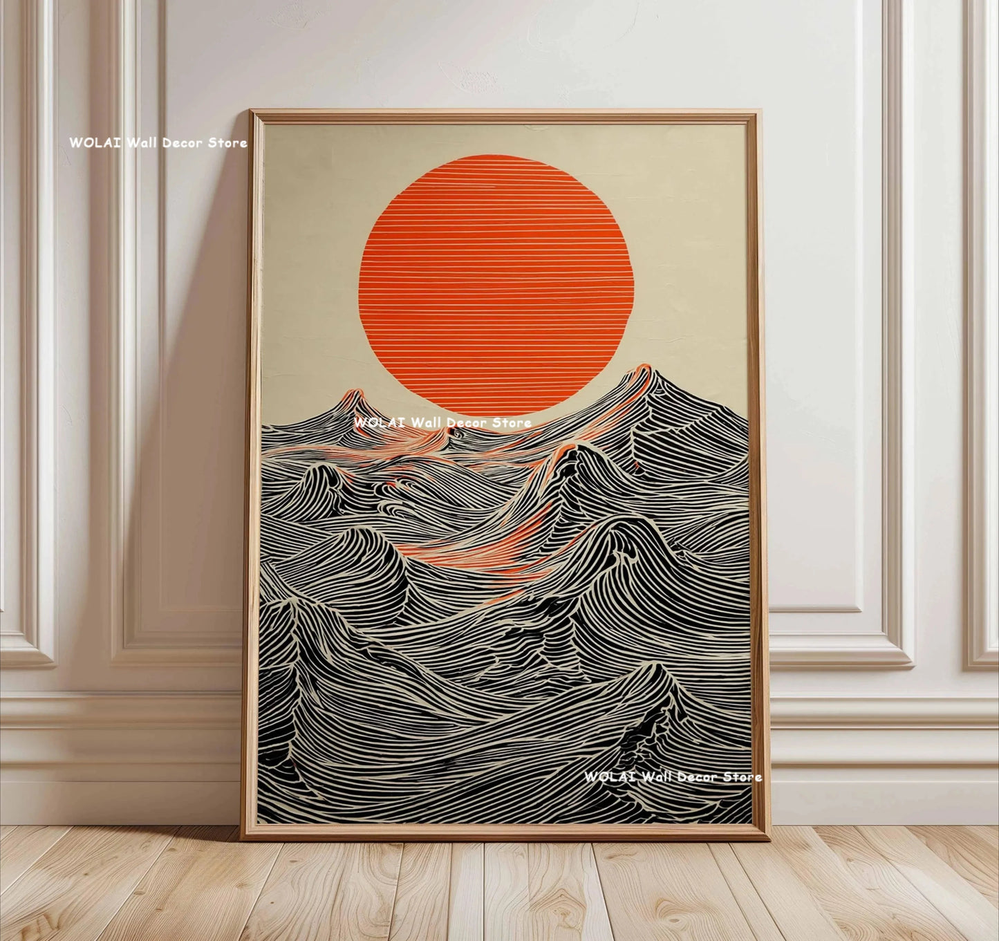 Japanese Forest &amp; Koi Fish Zen Canvas Poster &mdash; Retro Abstract Waves Wall Art for Home