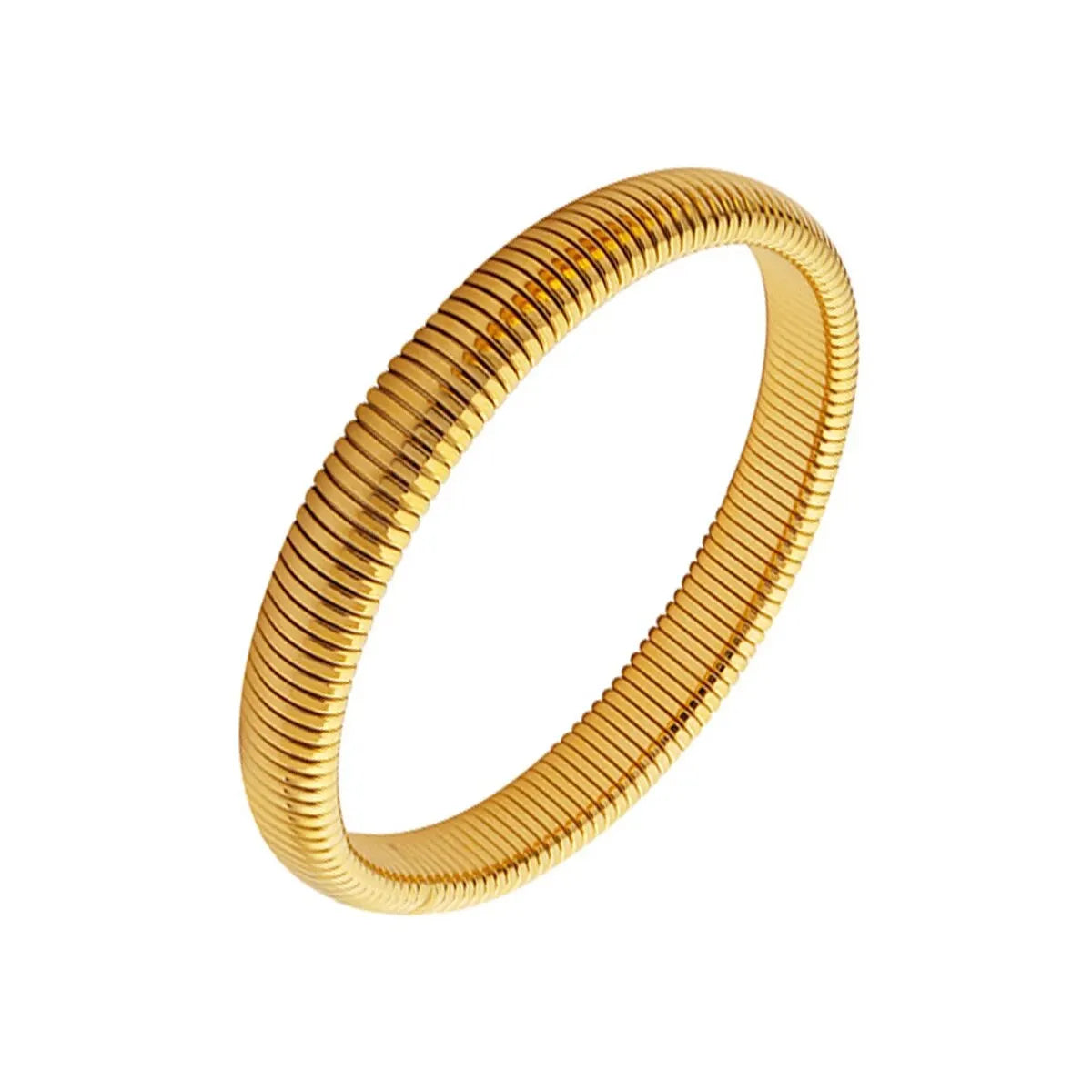 Unisex Waterproof Retro Polished Bracelet — 18K Gold Plated Thick Metal Jewelry — view 9 of jewelry