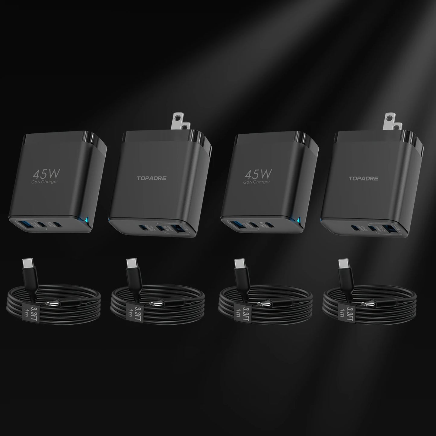 2-Pack 45W 3-Port USB Wall Charger — Quick Travel Fast Charge Adapter — view 13 of chargers & cables