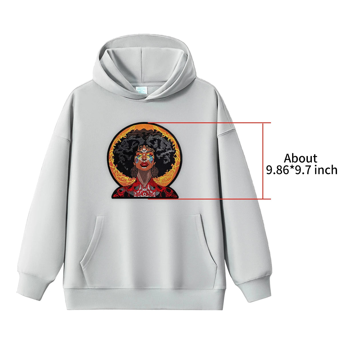 Afro Women Embroidery Pattern Hoodies Women Hoodie Retro Versatile Long Sleeved Pullover Loose Hip Hop Sweatshirt Cool