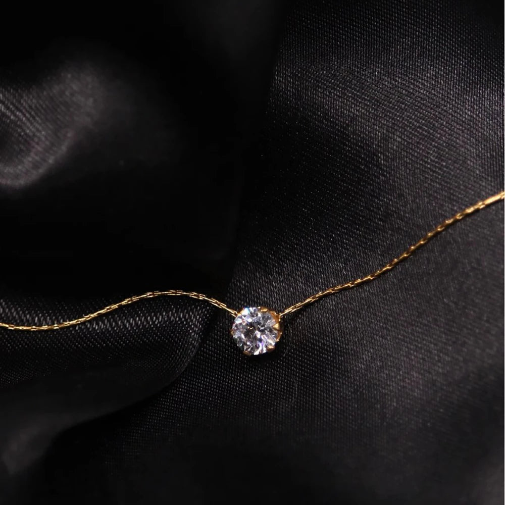 Women's Dainty Zircon Charm Necklace — 18K Gold Plated Anti-Tarnish Jewelry — view 2 of jewelry