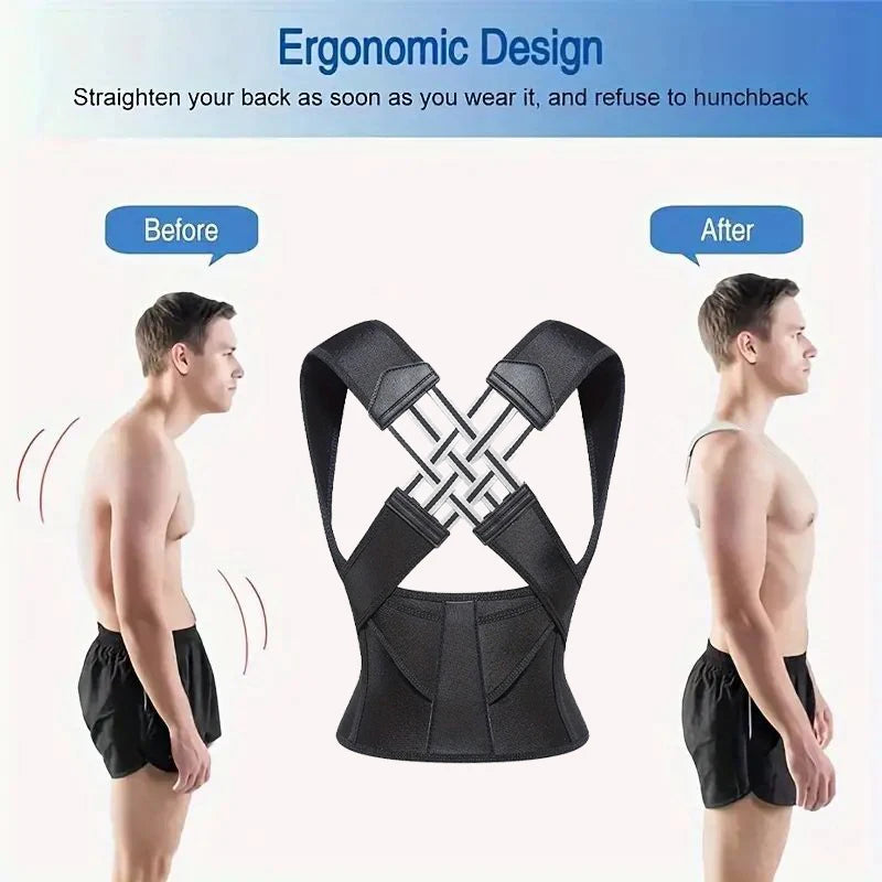 Back Brace Posture Corrector — Adjustable Shoulder Straightener for Men & Women — view 5 of recovery & massage
