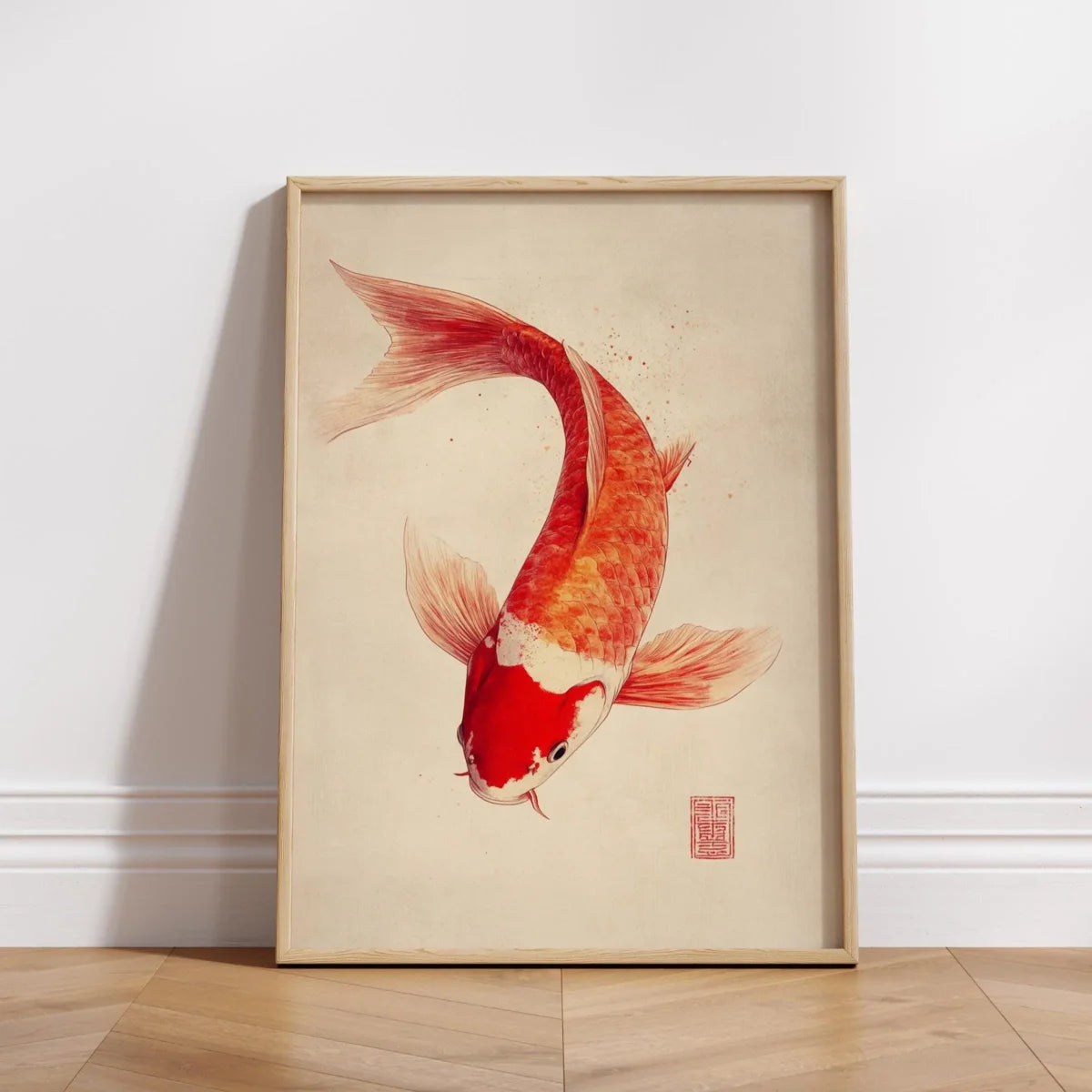 Japanese Red Koi Fish Canvas Poster &mdash; Modern Minimalist Wall Art for Bedroom &amp; Kitchen — view 10 of wall art & prints
