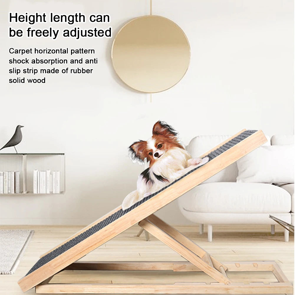 Adjustable Wooden Folding Dog Ramp, Portable 3-4 Level — product photo 1