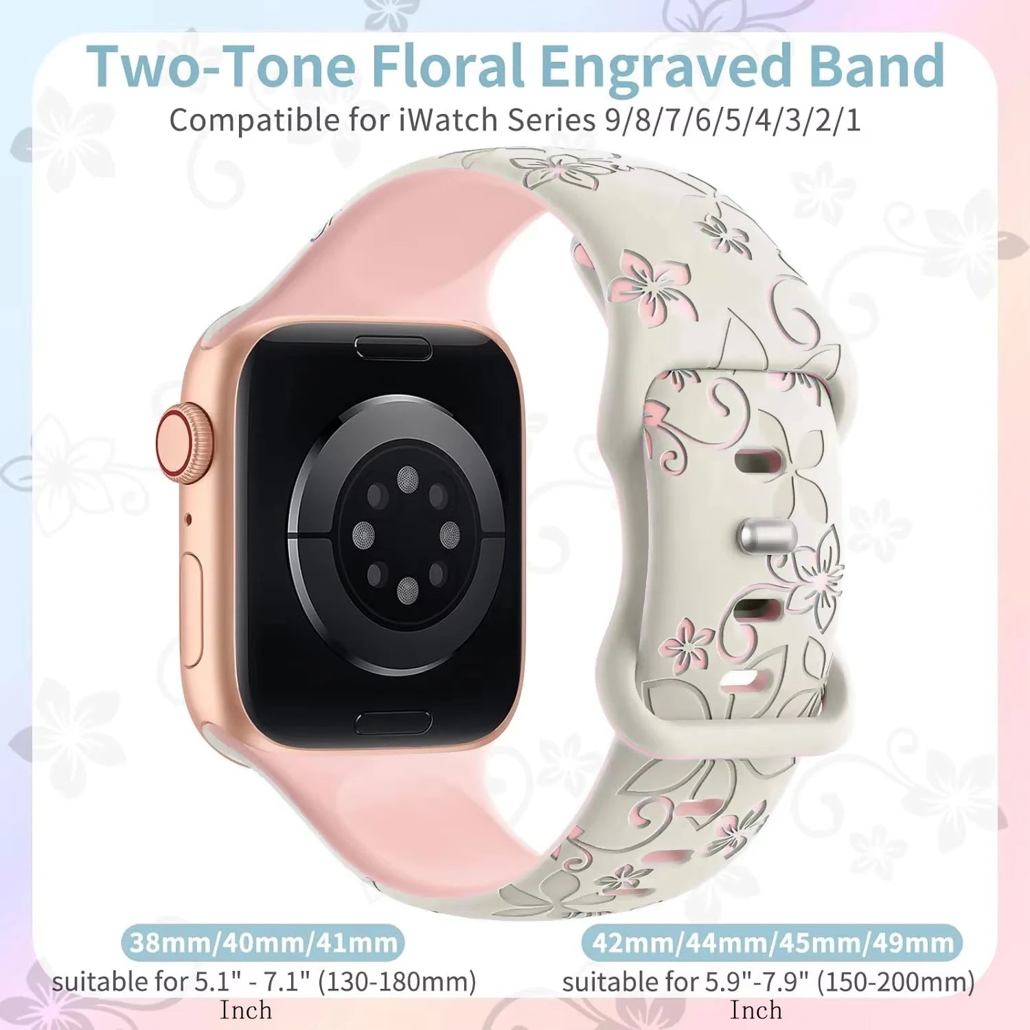 Engraved Silicone Strap for Apple Watch — Sport Band 38/40/41/42/44/45/49mm — view 4 of watch straps