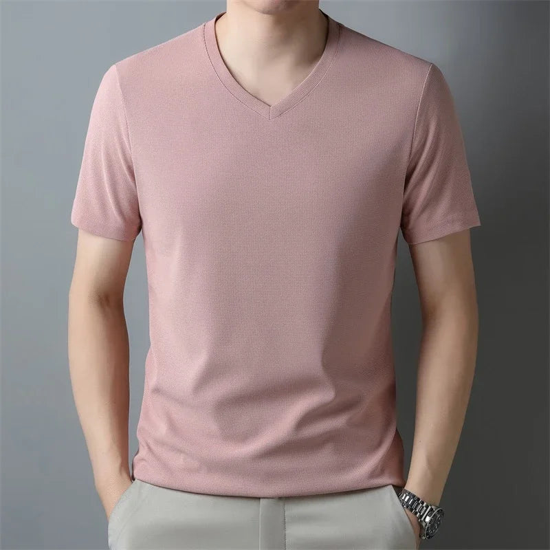 Men's Waffle Knit V-Neck Short-Sleeve T-Shirt — view 10 of t-shirts