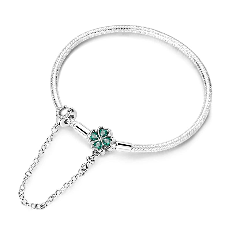 Pearl & Heart Charm Sterling Silver Bracelet 17-20cm — 925 DIY Fit Beads