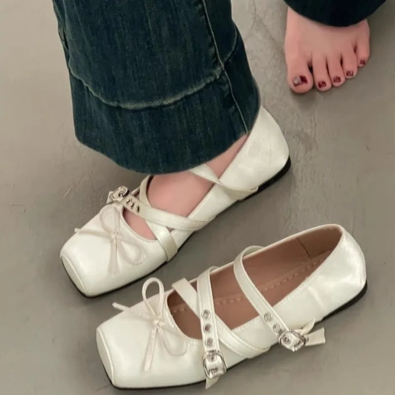 Flats & Ballet — Square-Head Mary Jane Ballet Flats, Summer Slip-On Casual Shoes — view 2 of flats & ballet