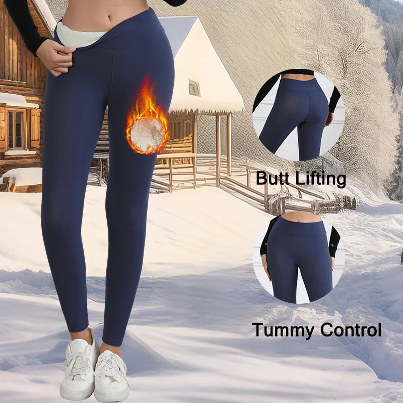 Fleece-Lined Winter Leggings &mdash; Velvet Thicken High-Waist Thermal Yoga Tights — view 4 of sports & fitness