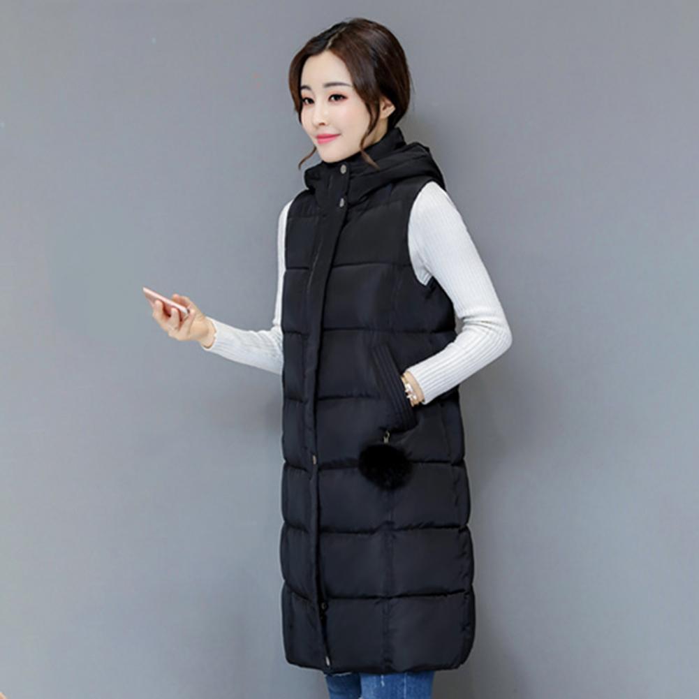 Women Vest Padded Cotton Down Autumn Winter Elegant Thick Warm Long Vest for Daily Wear