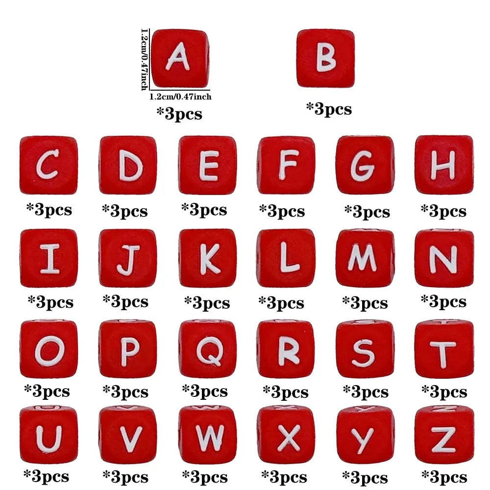 Pearl & Silicone Letter Beads 78pc 12mm — DIY Necklace Bracelet & Pen Charms — view 8 of beads