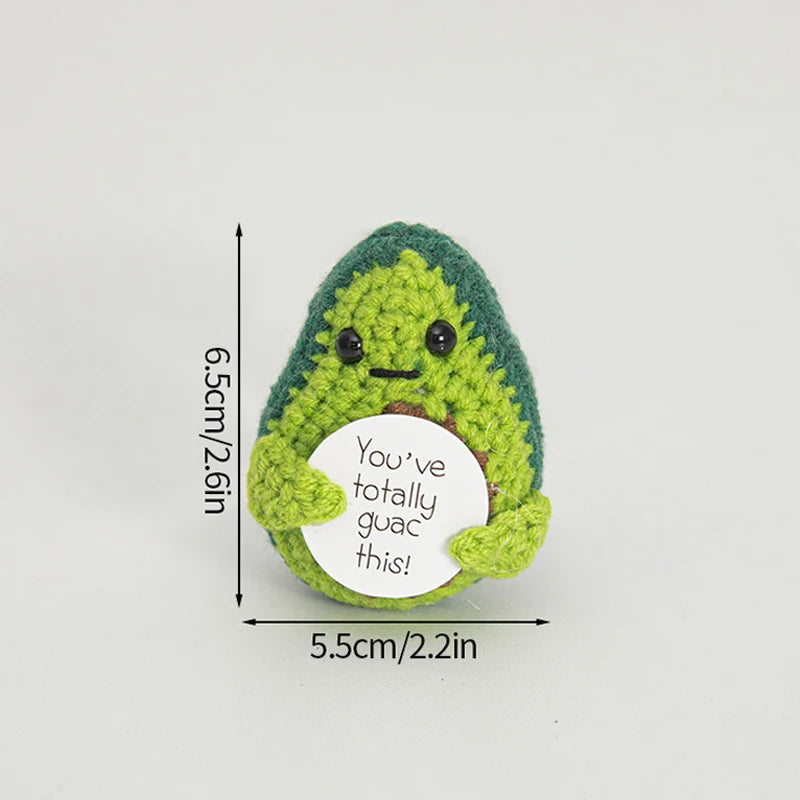 Home Decor Hand-Woven Crochet Ornament — Funny Vegetable Animal Doll with Hugging Card, Positive Energy Desk Accent & Gift