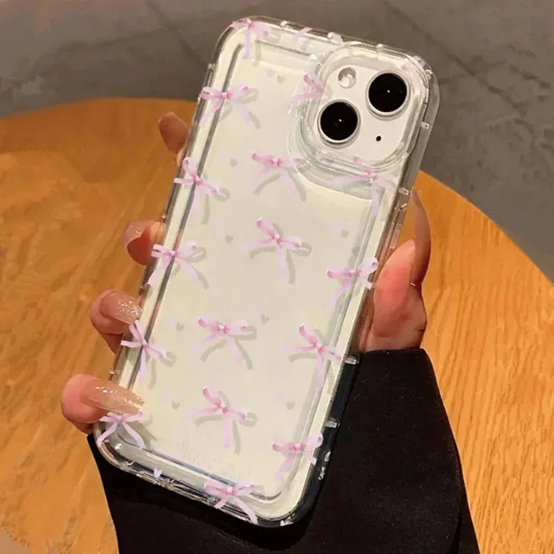 Heart Bow Aesthetic Clear Phone Case for iPhone 11–17 Pro Max — view 4 of phone cases