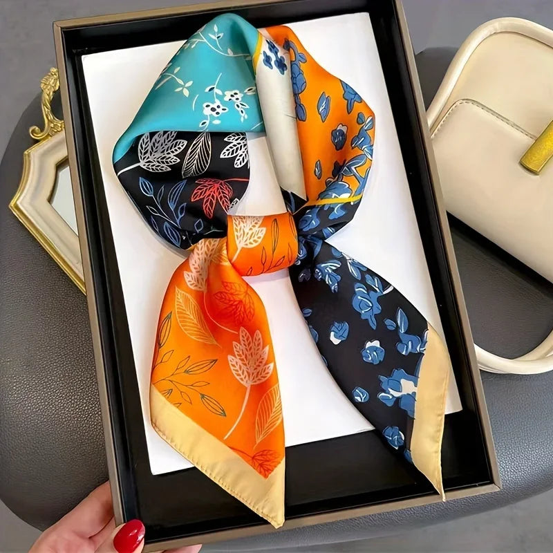 Luxury 70cm Silk Square Scarf Women Satin Bandana Print Scarves Head Band Fashion Lady Hair Shawl Wrap Female Neckerchief Hijab — view 8 of product