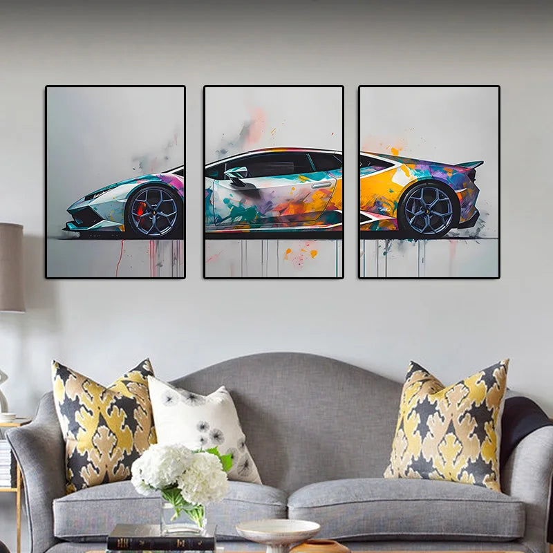 3-Piece Supercar Canvas Poster Set &mdash; Famous Sports Cars Wall Art for Boys&rsquo; Room &amp; Home — view 4 of wall art & prints