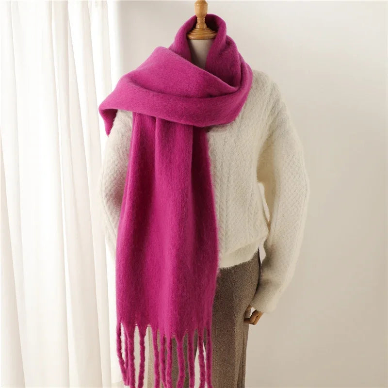 Winter Scarf Women Chunky Tassel — Cashmere Warm Pashmina Blanket Wrap Big Tassel Long Poncho — view 5 of scarves & wraps