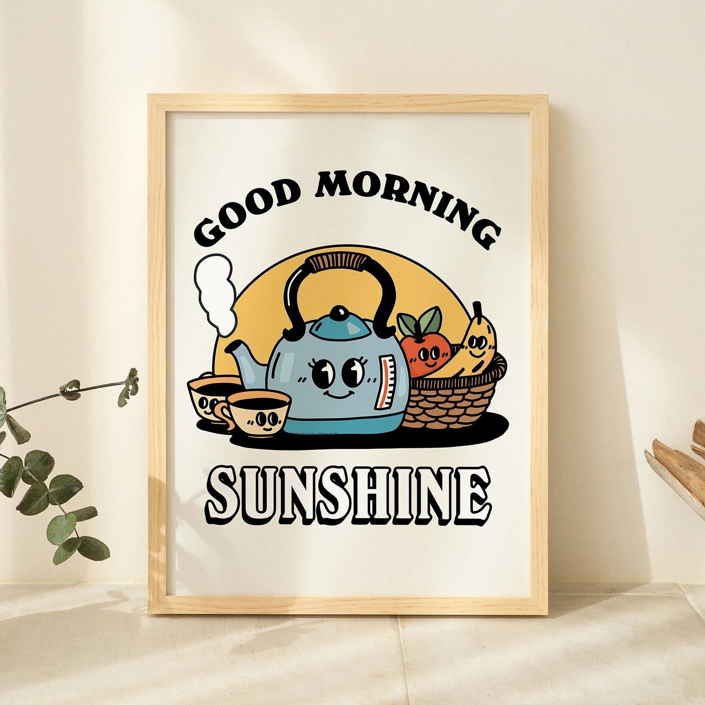 Spaghetti &amp; Espresso Cat Canvas Poster &mdash; Retro Kitchen Wall Art for Caf&eacute; &amp; Home — view 2 of wall art & prints