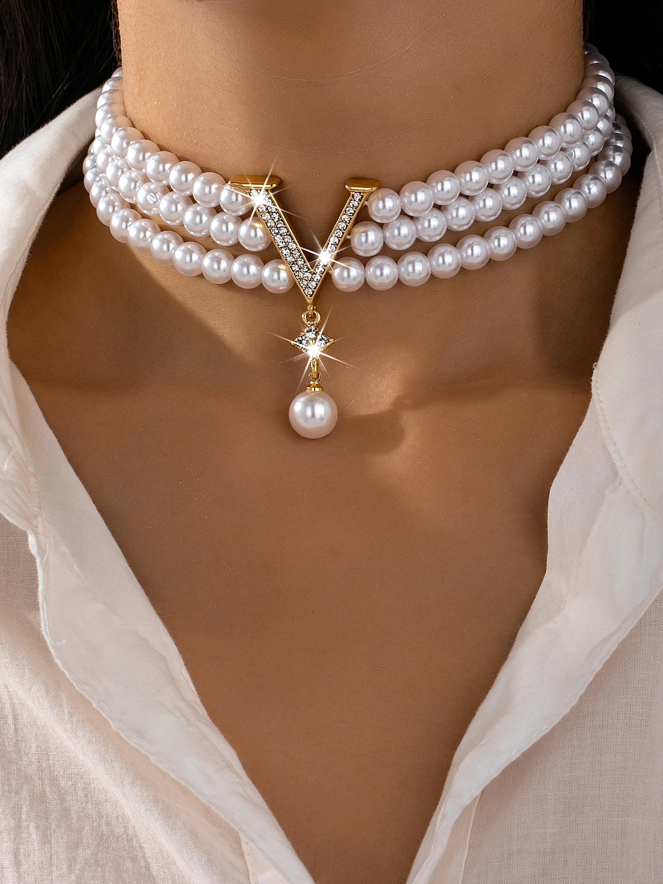 Pearl Imitation Luxury Necklace — Elegant Summer High-End Women’s Jewelry — view 2 of necklaces