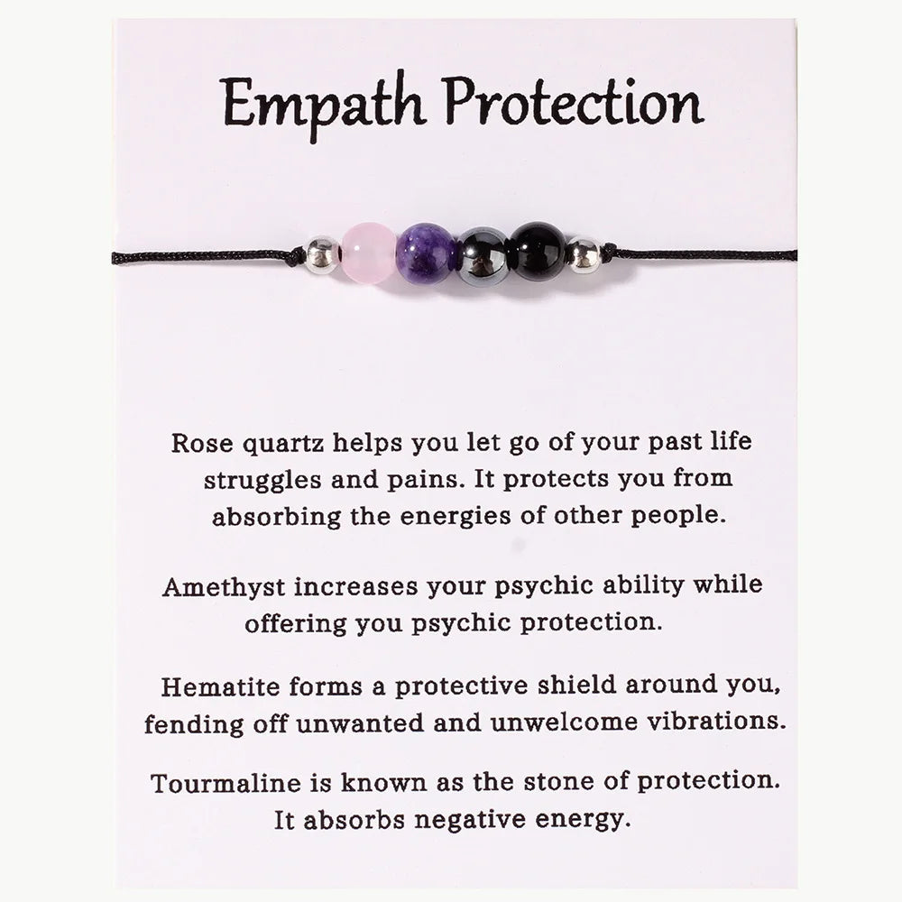 Crystal & Gemstone Amethyst Bracelet — Natural Woven Bead String Crystal Jewelry — view 8 of crystal & gemstone