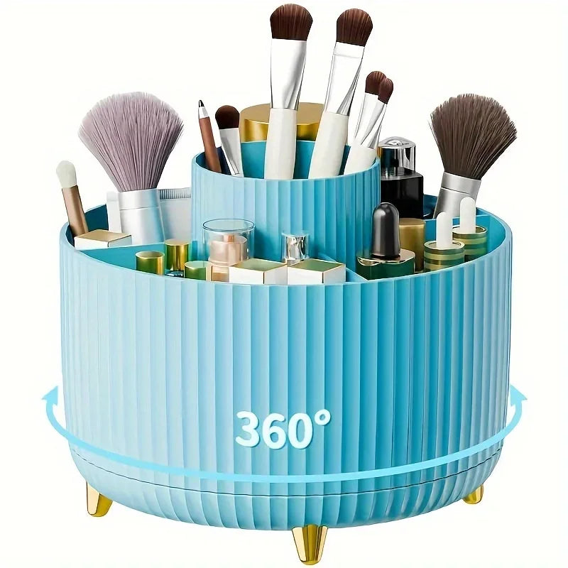 Storage Organizer 360° Rotating Makeup — 5-Compartment Cosmetic Holder with Brush Slots — view 8 of storage & organisation