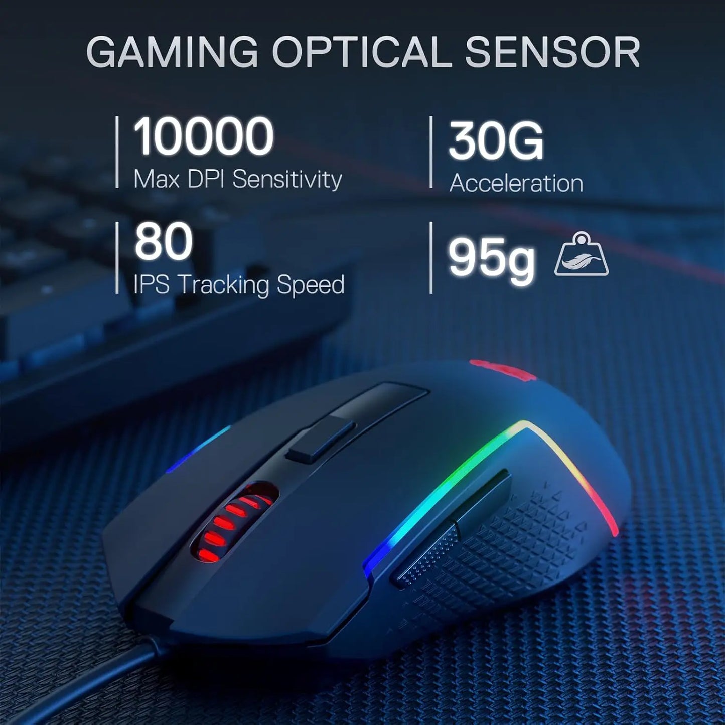 Redragon S141 Gaming Keyboard & Mouse Combo – K515 Wired RGB Keyboard + M616 10000 DPI Gaming Mouse — view 4 of electronics & gadgets