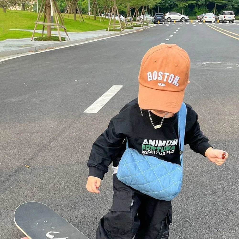 Kids Embroidered Letters Baseball Cap - Korean-Style Varsity Cap for Boys & Girls — view 2 of kids baseball caps