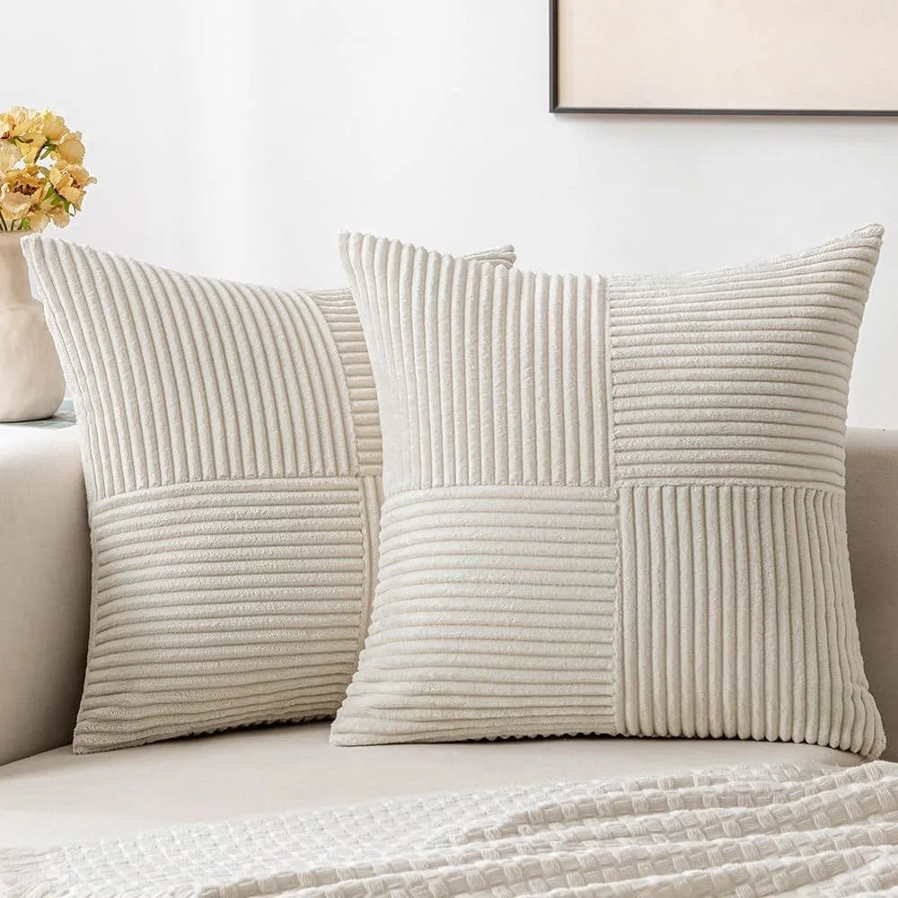 Rust Boho Corduroy Throw Pillow Cover &mdash; 18&times;18 in Terracotta Patchwork Accent Cushion — view 13 of cushion covers & pillow cases