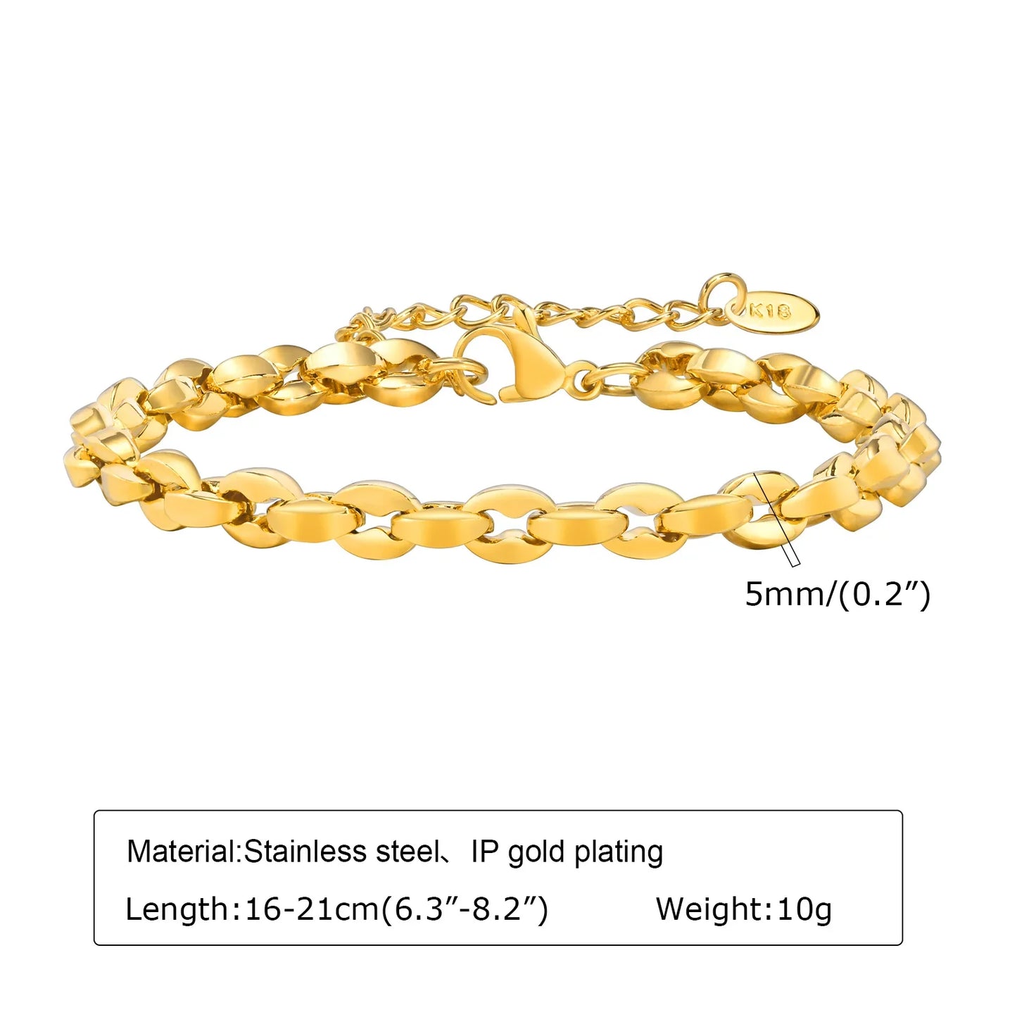 Women's 18K Gold-Plated Twist Paperclip Chain Bracelet Stainless Steel Stackable Wrist Chain — view 7 of bracelets