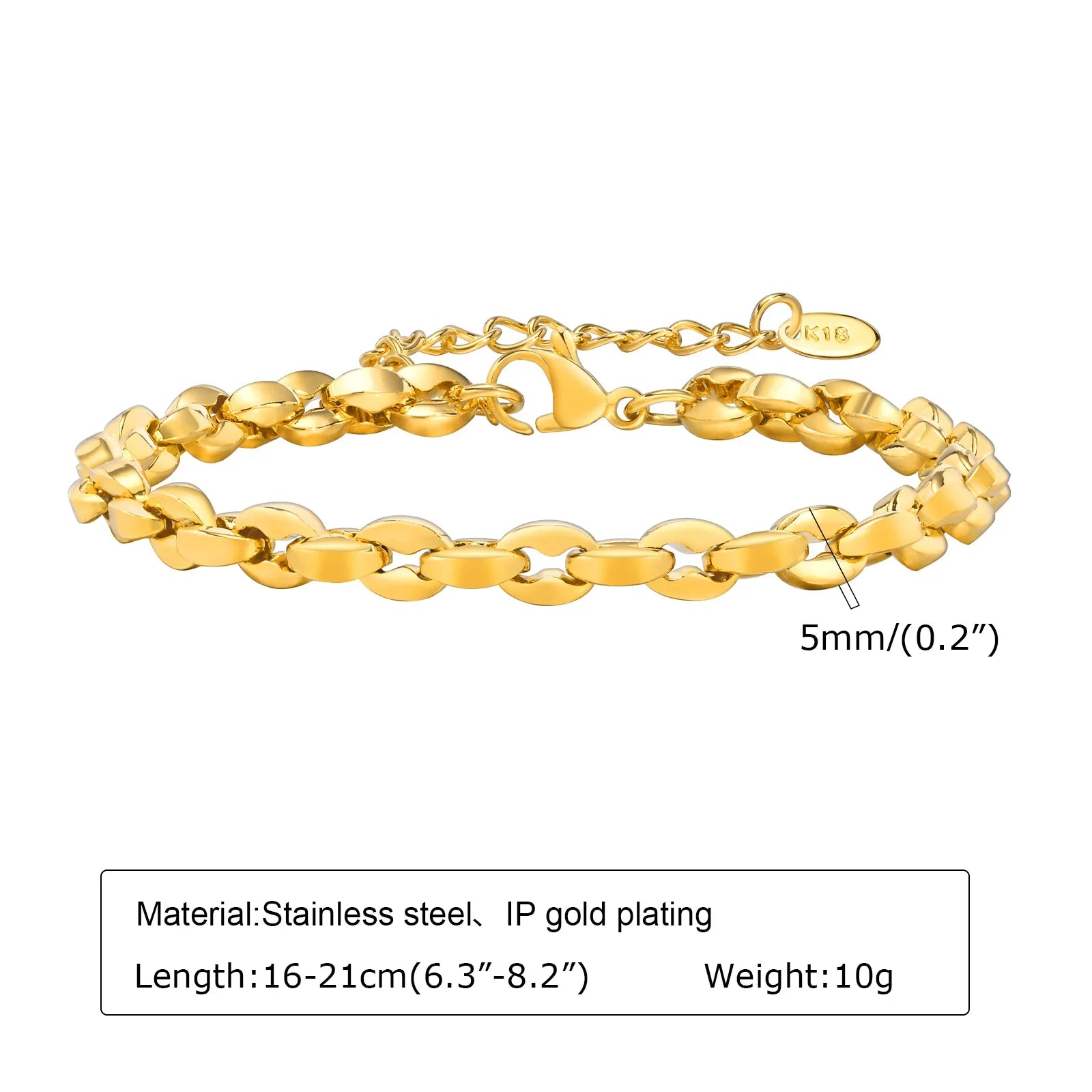 Women's 18K Gold-Plated Twist Paperclip Chain Bracelet Stainless Steel Stackable Wrist Chain — view 7 of bracelets